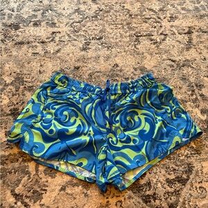 Lilly Pulitzer Blue and Yellow Swirl Athletic Shorts